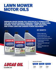 Lucas Oil 11315 SAE 30 Lawn Mower Oil in outdoor setting