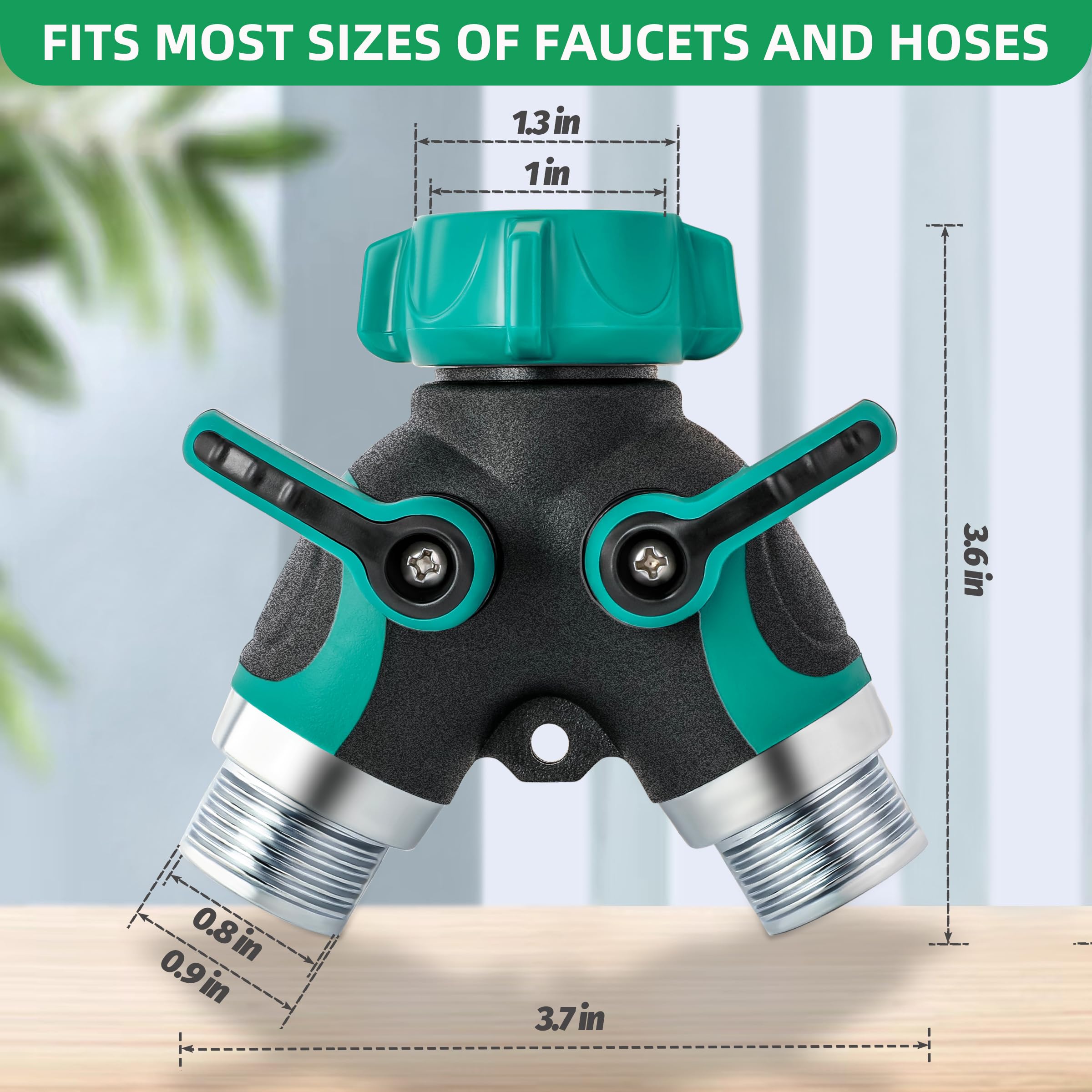 lucdnc Garden Hose Splitter 2 Way side view with valves