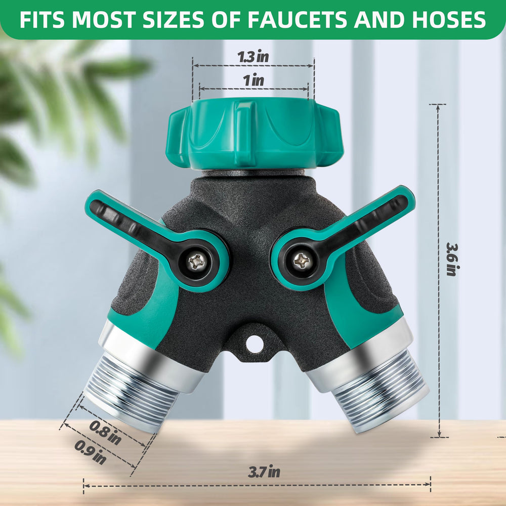 lucdnc Garden Hose Splitter 2 Way side view with valves