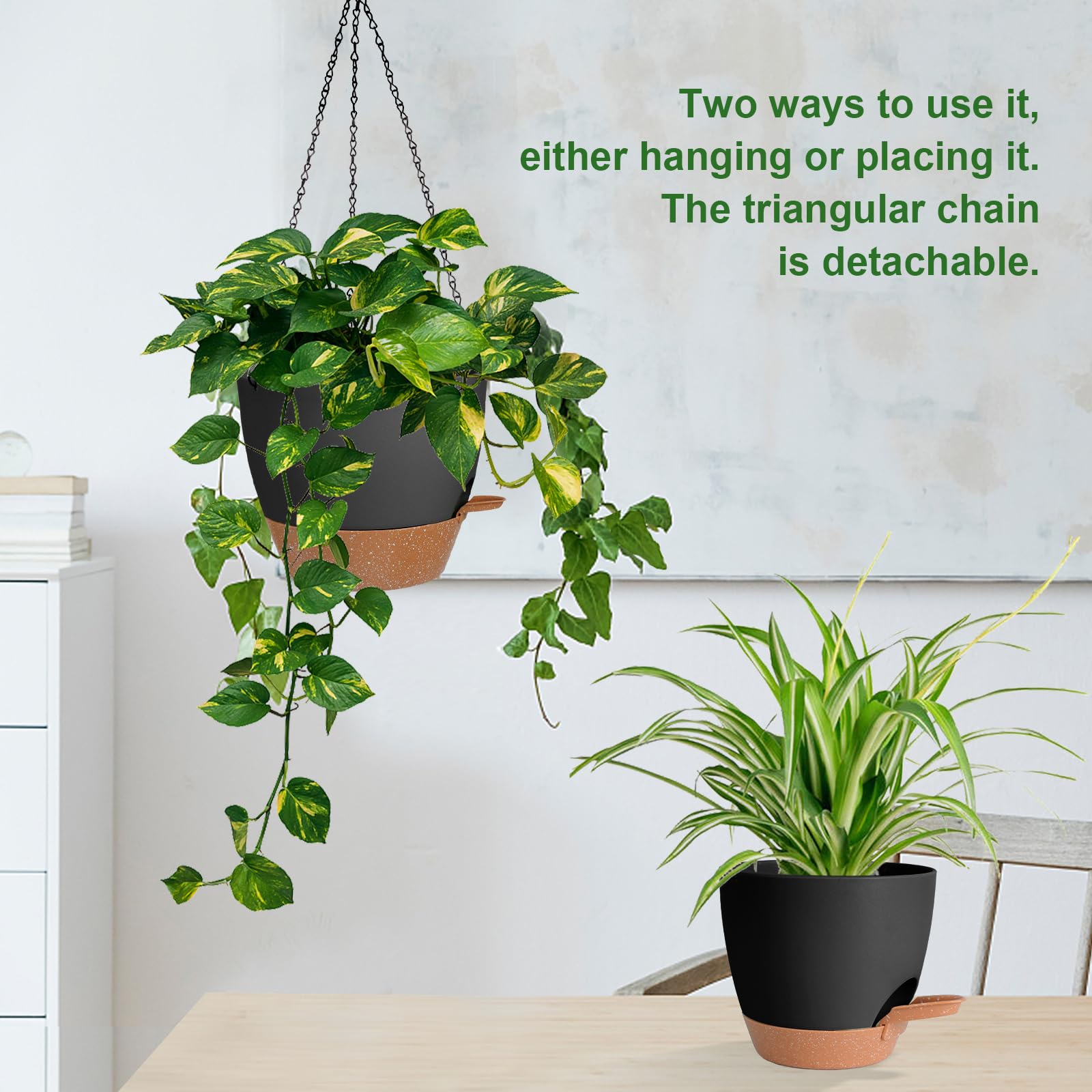 Lucieblessdesign sturdy hanging pots with rust-resistant chain