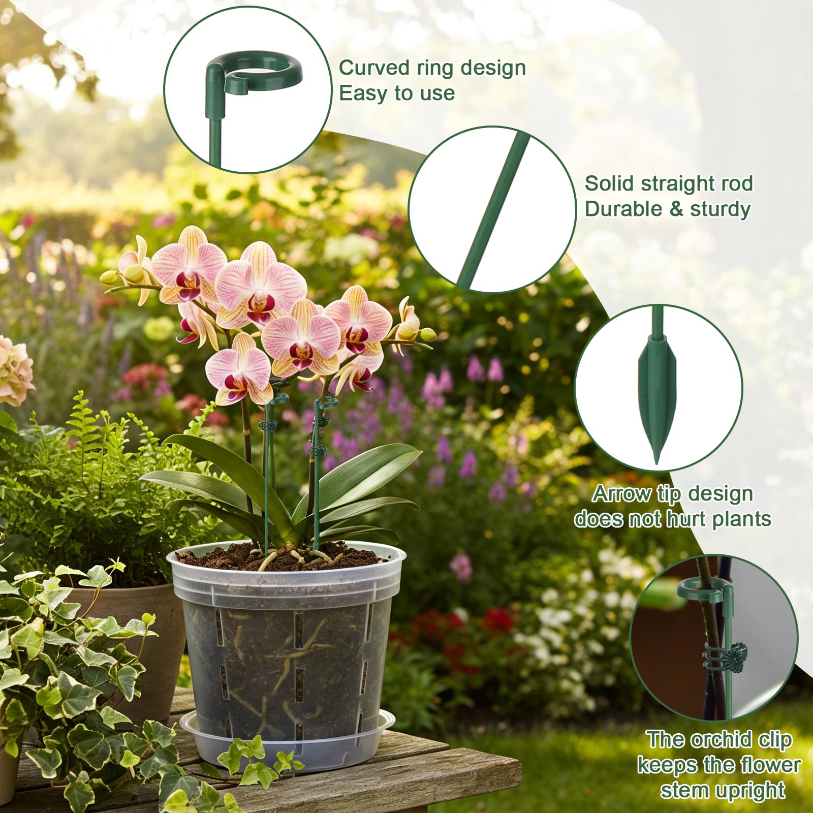 LUCKJUJU Plant Support Stakes, 10.63 inches in garden