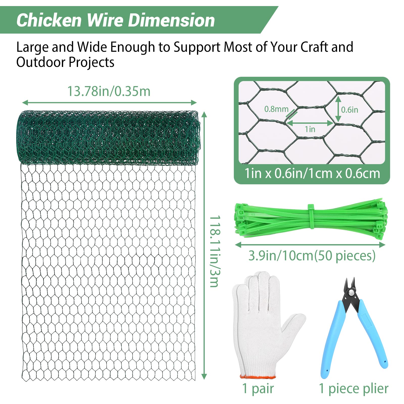 Lucomb Chicken Wire package with gloves and pliers included