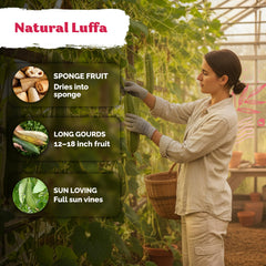 Luffa plant climbing trellis in garden