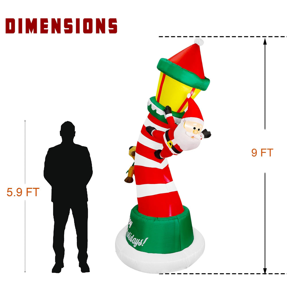 Lulu Home 9FT Christmas Inflatable Lighthouse night view with LED lights
