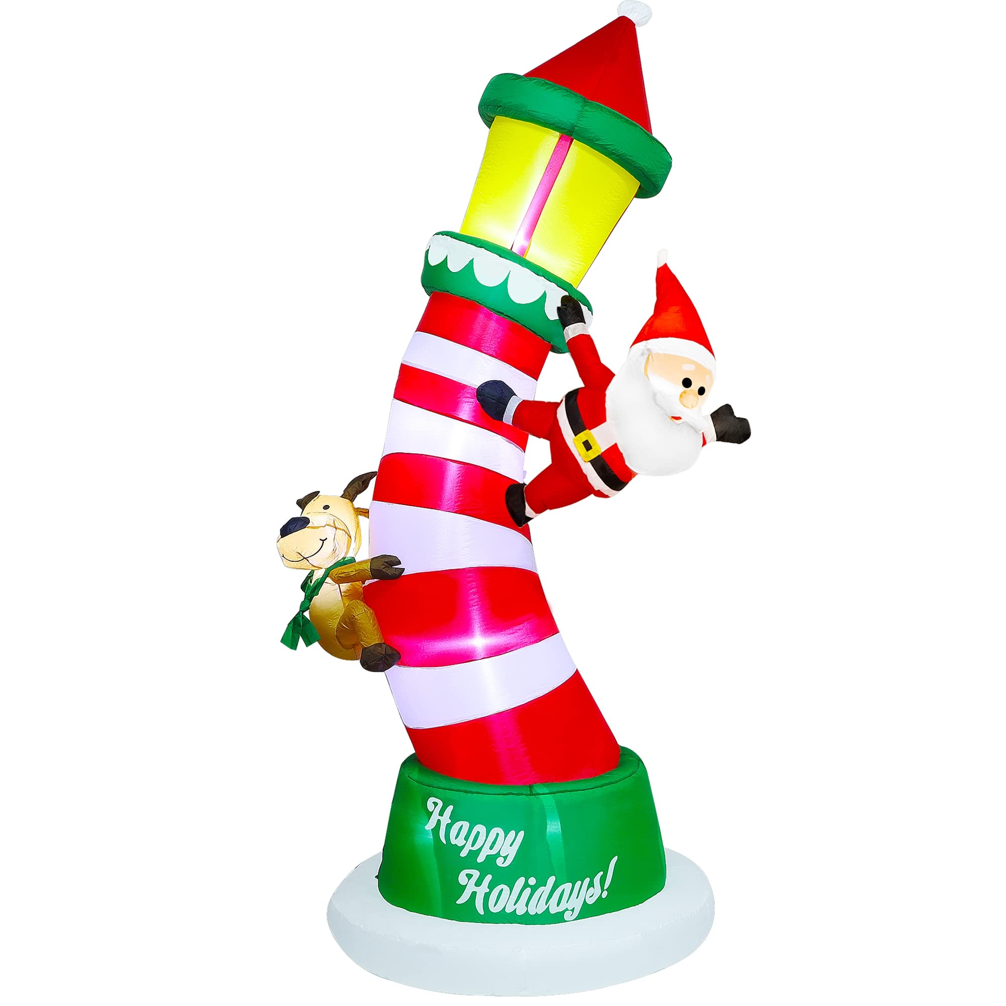 Lulu Home 9FT Christmas Inflatable Lighthouse setup with tie strings