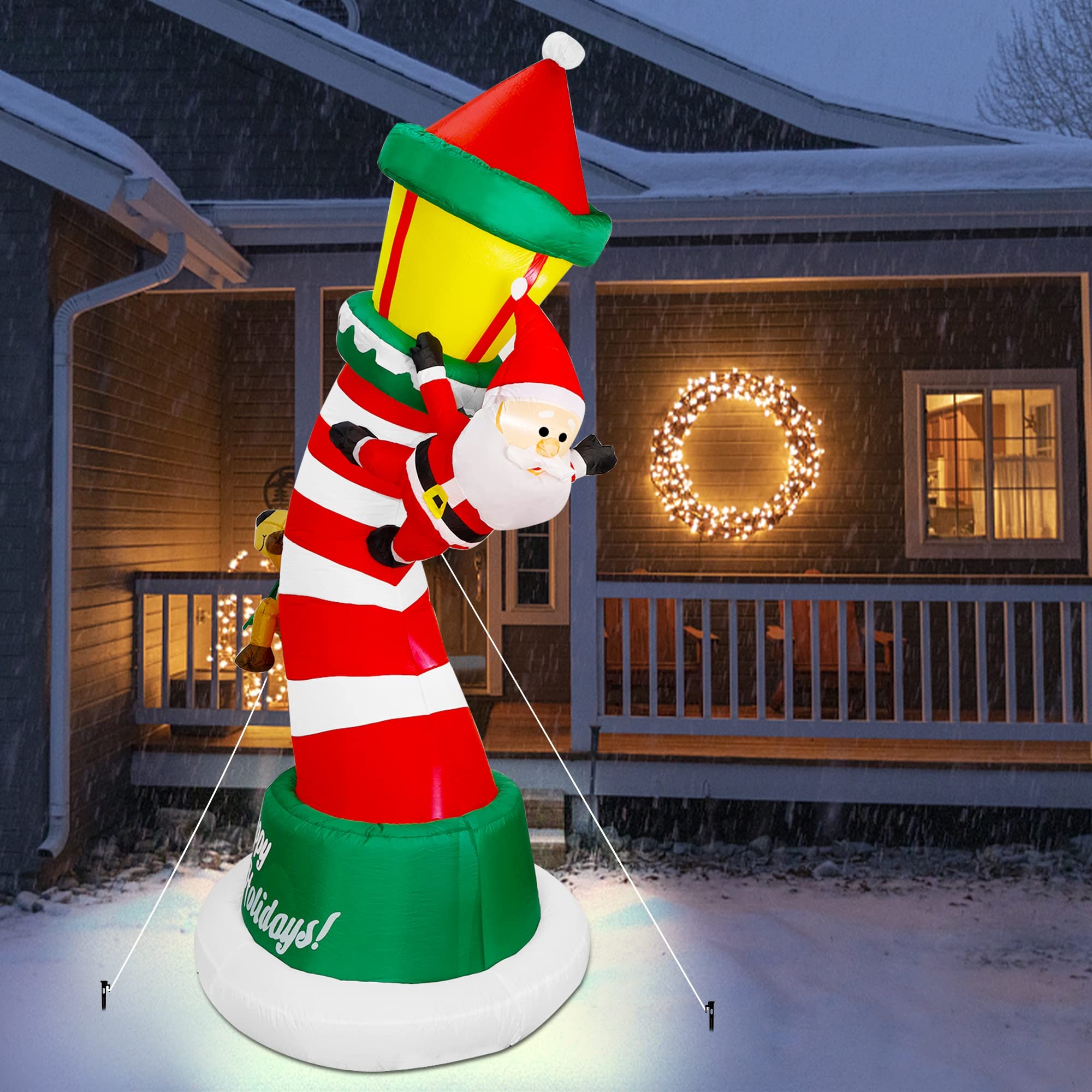 Lulu Home 9FT Christmas Inflatable Lighthouse with garden backdrop