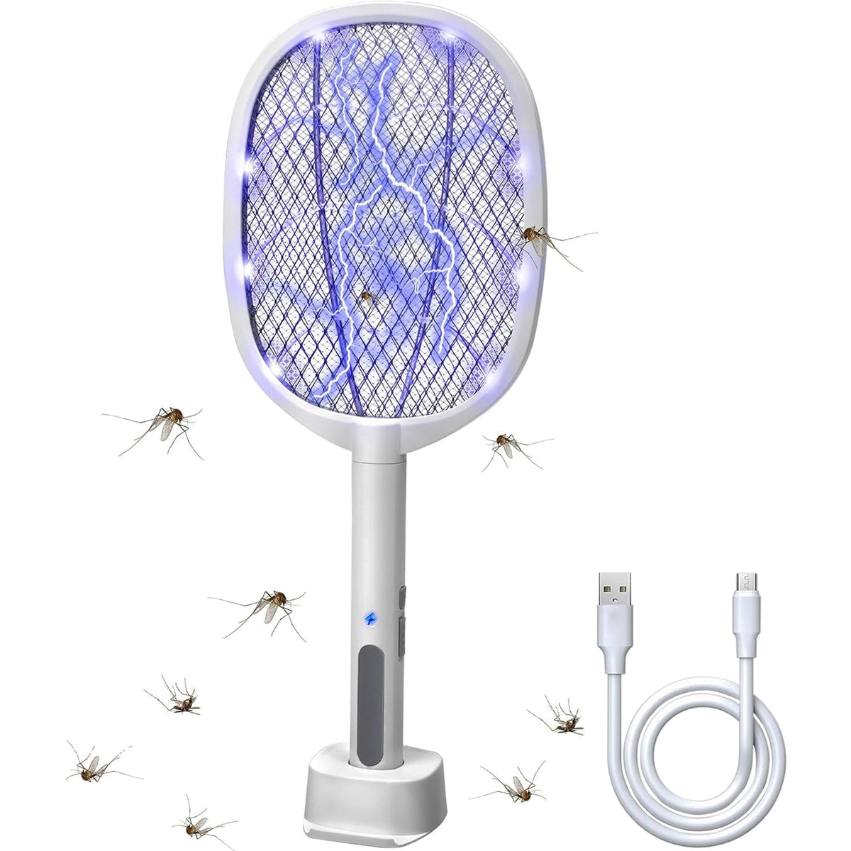 Lulu Home Electric Bug Zapper Racket front view in white