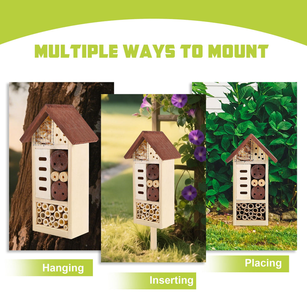 Lulu Home Wooden Insect House with ground stake in a garden