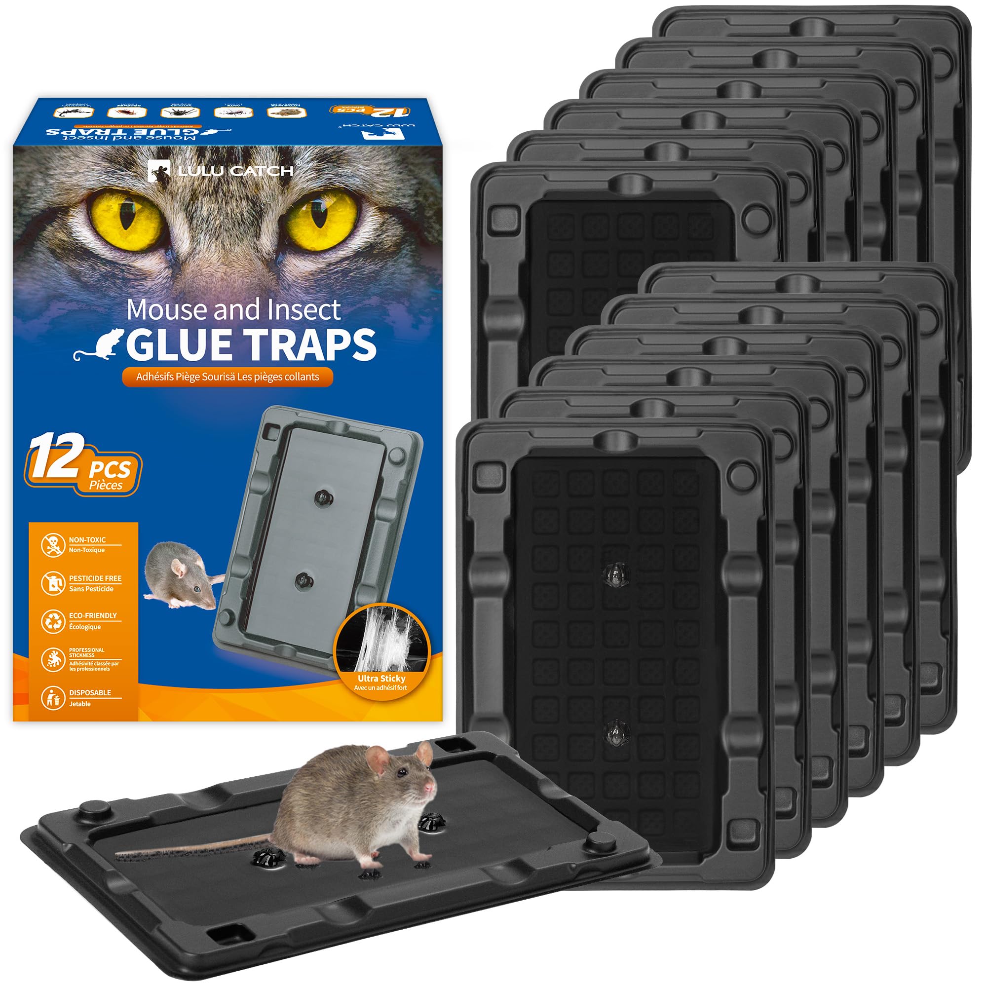 LULUCATCH 12 Pack Mouse Traps front view with peanut butter scent
