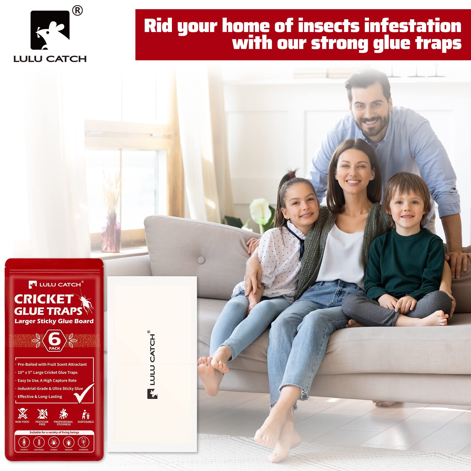 LULUCATCH Cricket Insect Glue Trap displayed on countertop