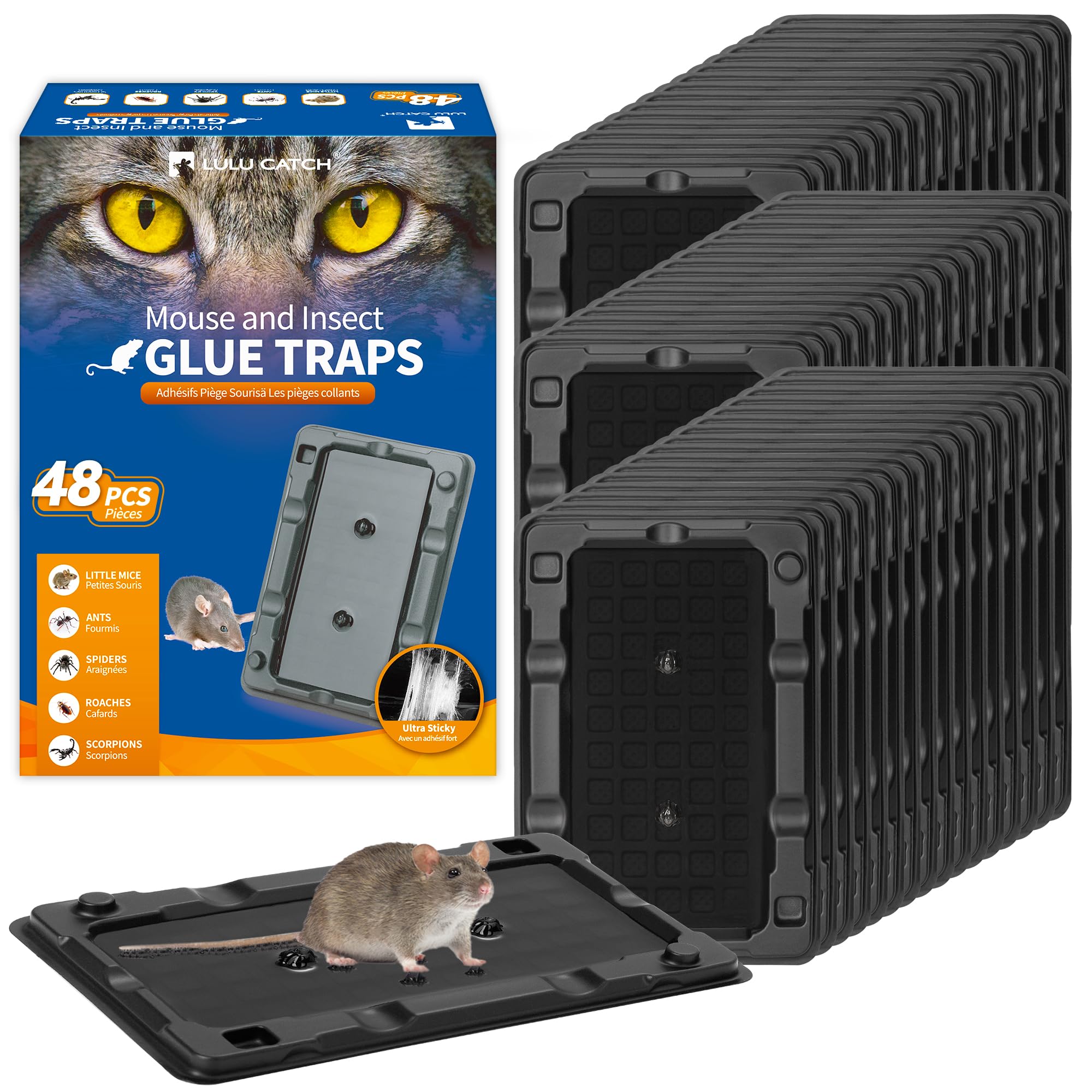 LULUCATCH Mouse & Insect Glue Trap, black, front view