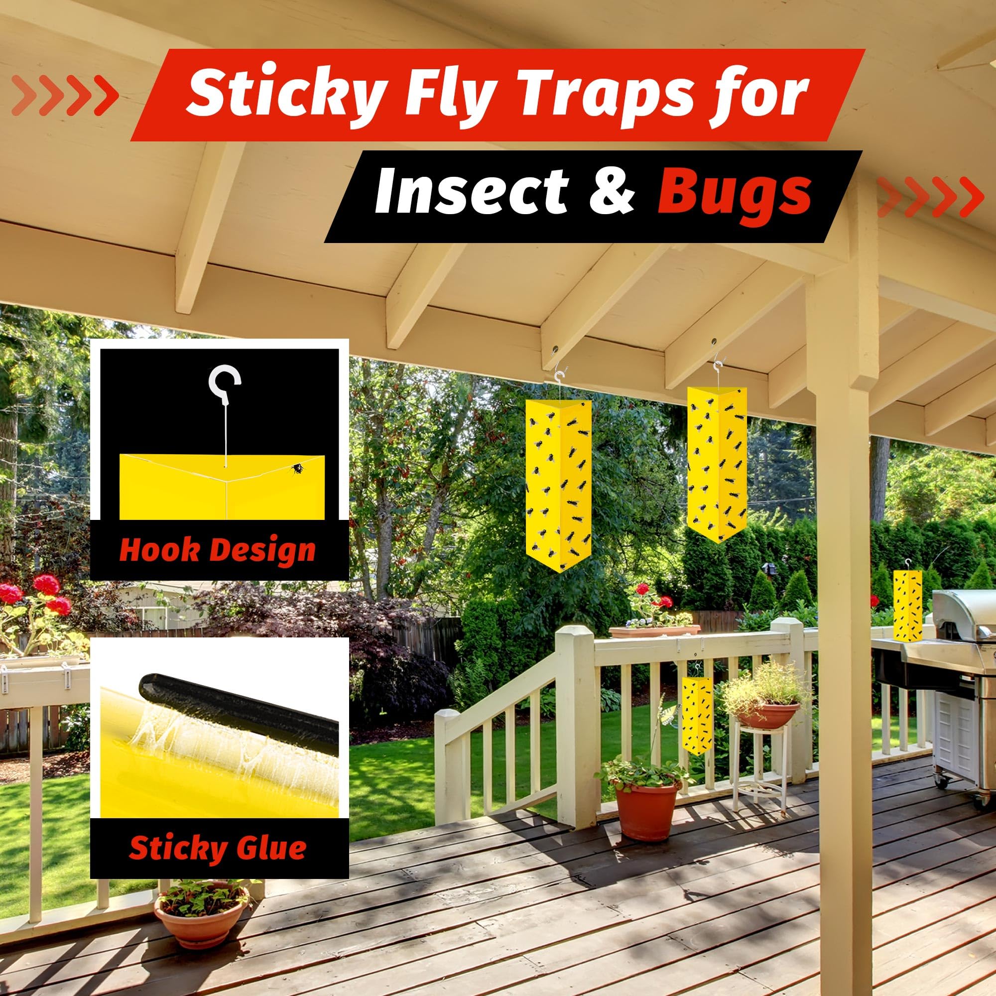 LULUCATCH Sticky Fly Trap pack of 10, ready for use