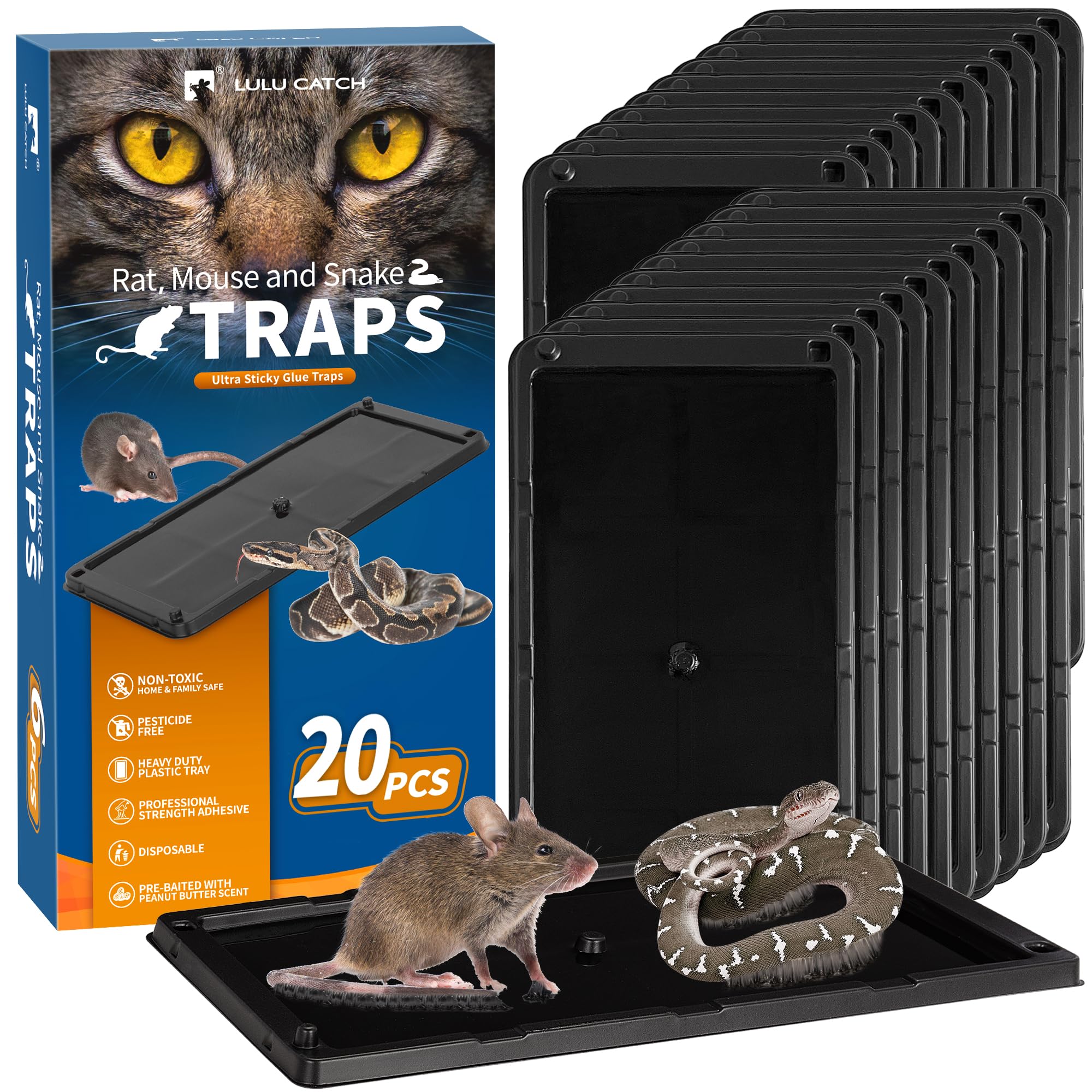 LULUCATCH Sticky Mouse Trap large black glue board front view