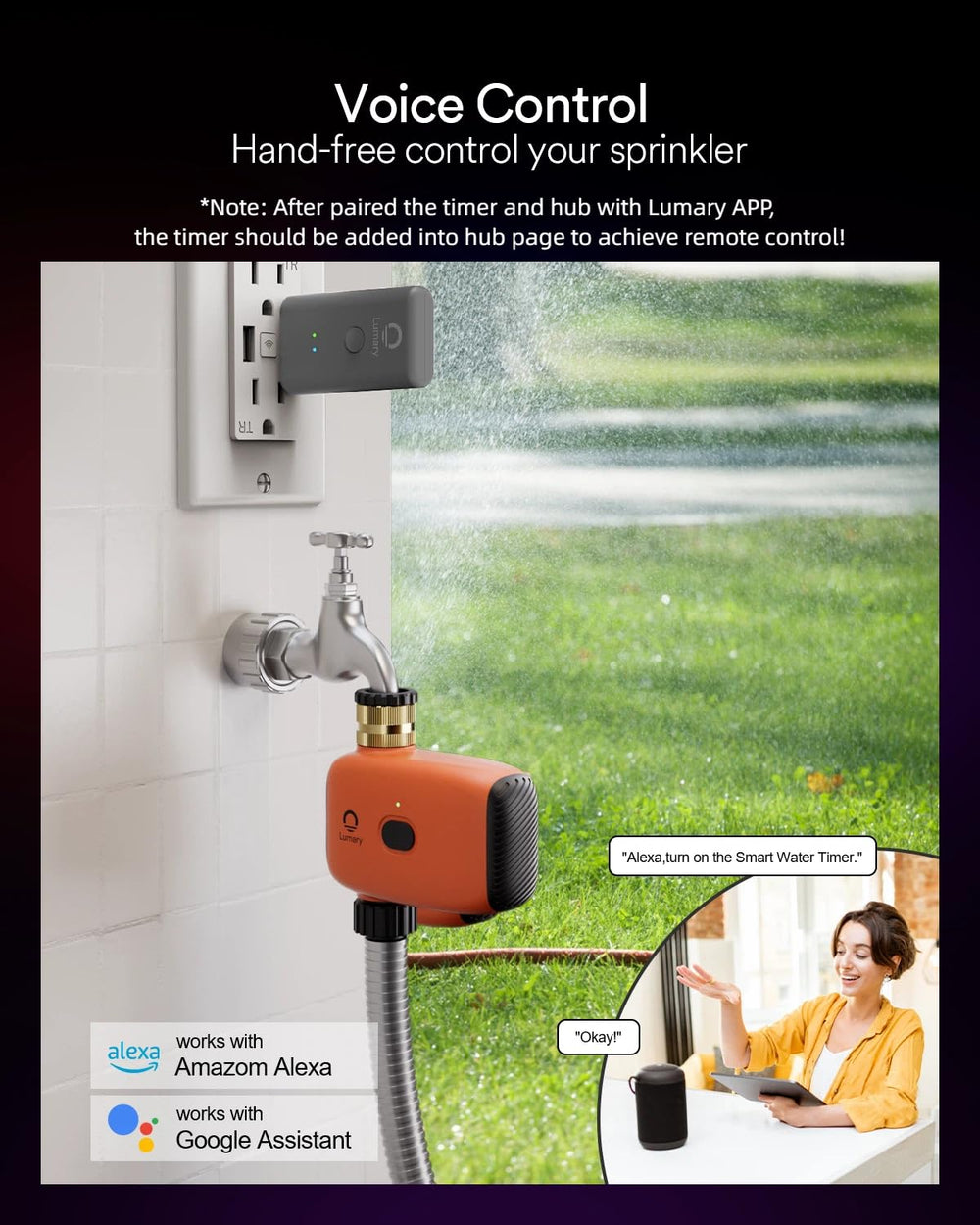 Lumary Water Timer with adjustable adapter and waterproof tape