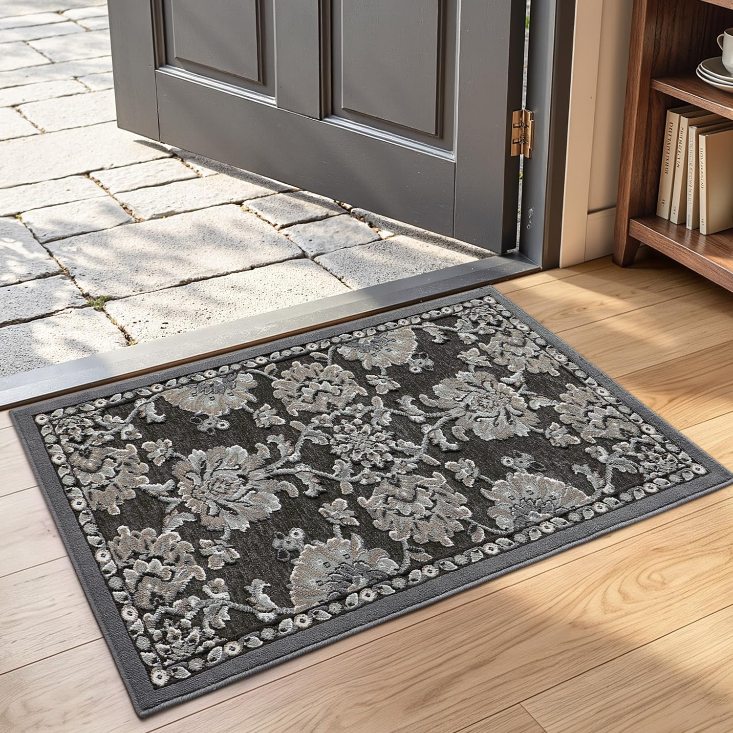 LUMI Indoor Door Mat 17x30 Floral design front view