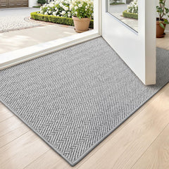 LUMI Ultra Thin Indoor Door Mat 17"x30" light gray front view
