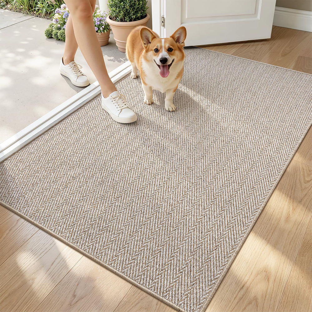 LUMI Ultra Thin Indoor Door Mat 32"x48" beige front view