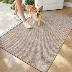 LUMI Ultra Thin Indoor Door Mat 32"x48" deep beige front view