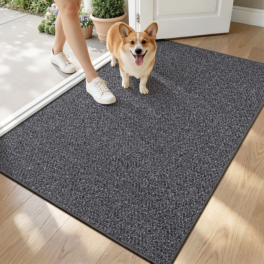LUMI Ultra Thin Indoor Door Mat 32x48 charcoal gray front view
