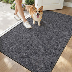 LUMI Ultra Thin Indoor Door Mat 36"x56" charcoal gray front view