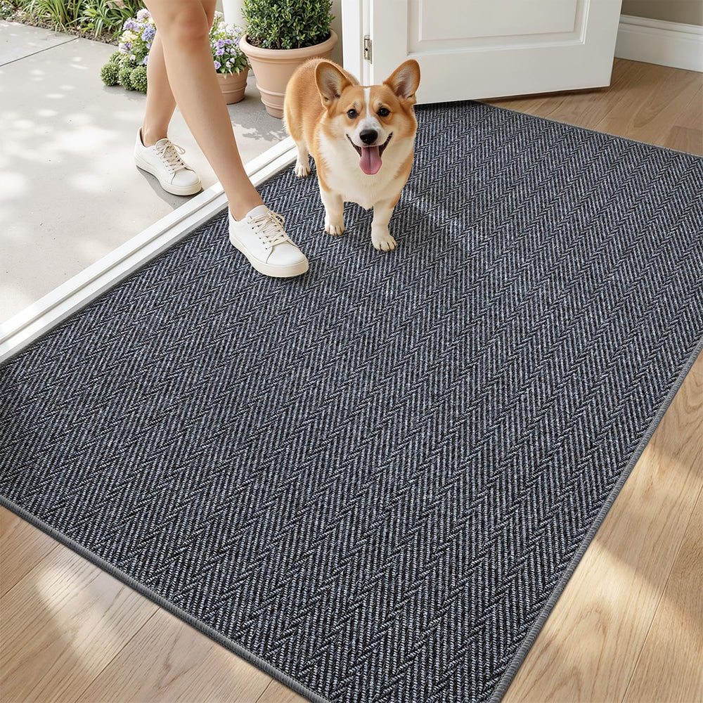 LUMI Ultra Thin Indoor Door Mat 36"x56" front view in slate gray