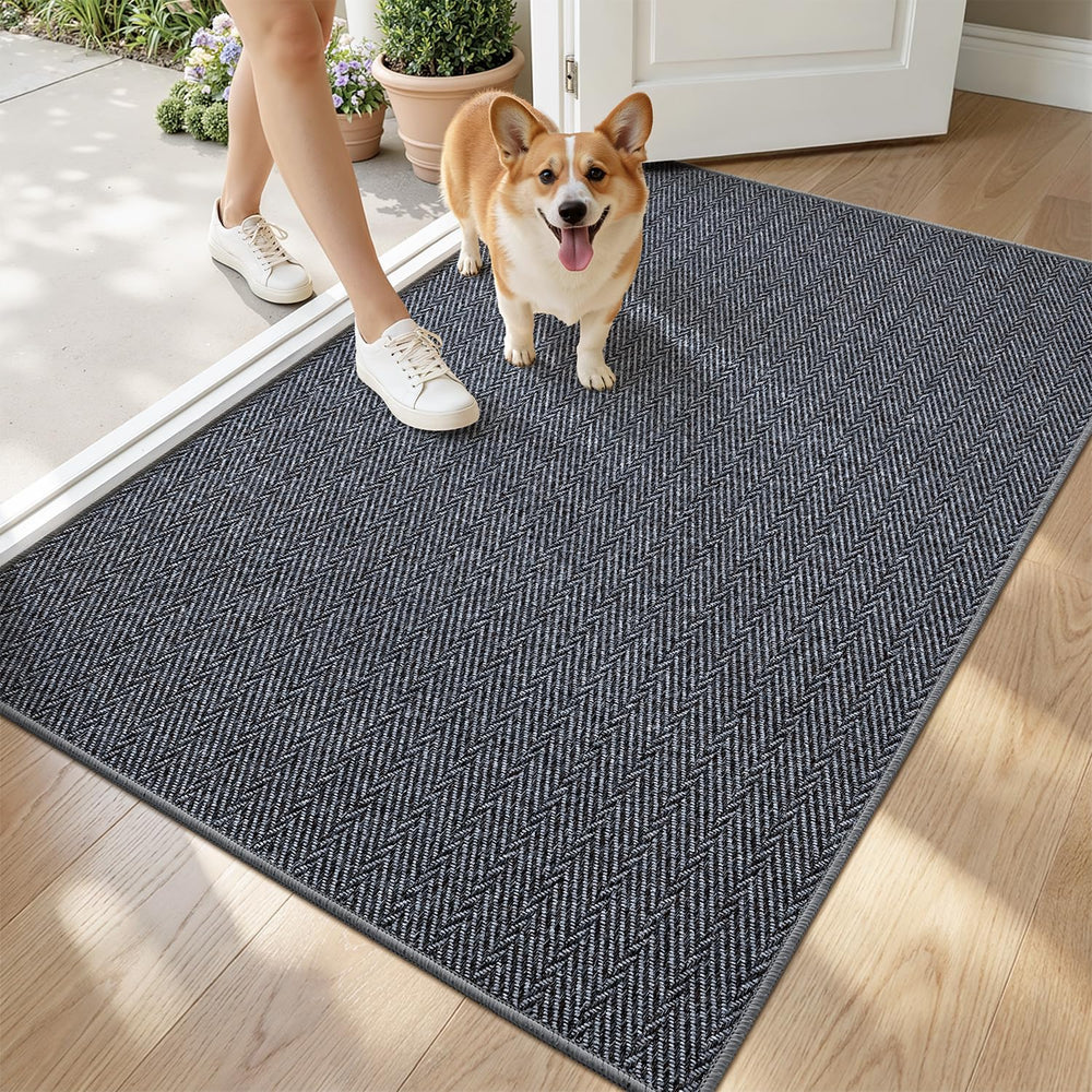 LUMI Ultra Thin Indoor Door Mat slate gray front view