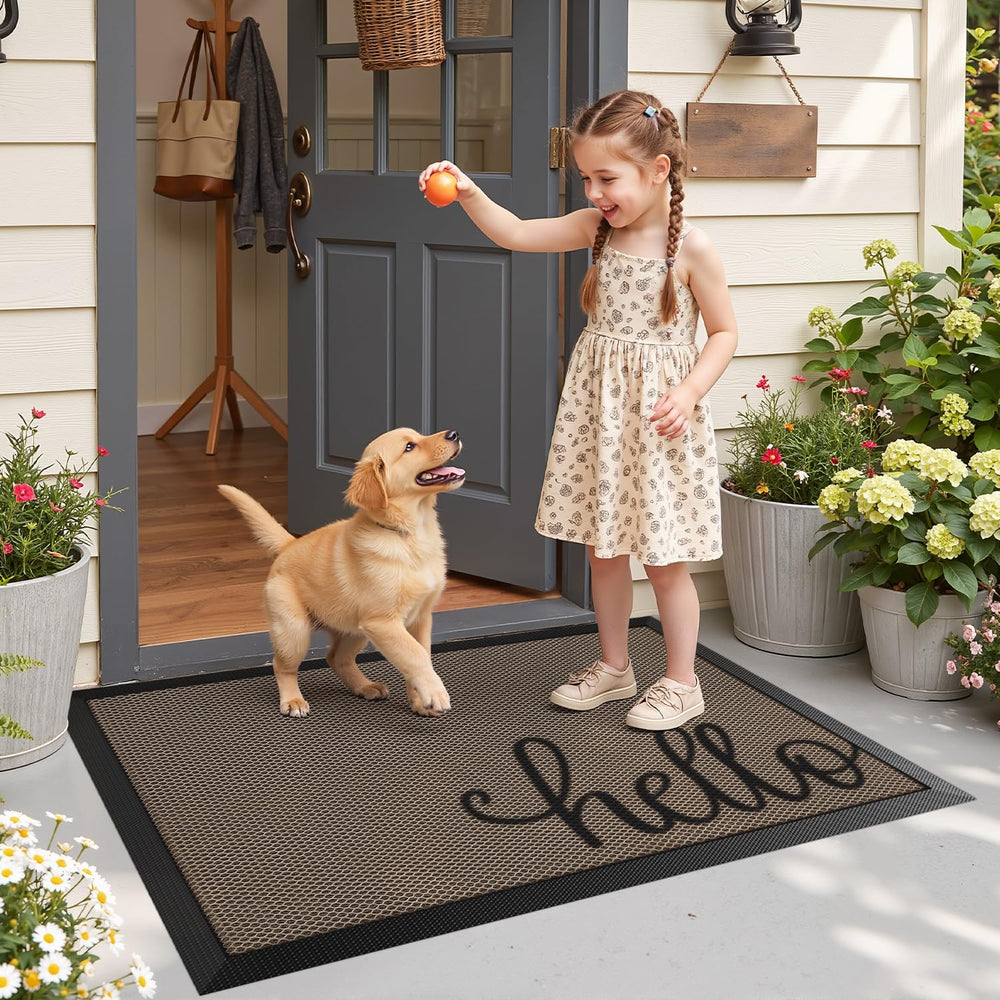 LUMI Welcome Door Mat in an entryway setting