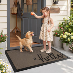 LUMI Welcome Door Mat in an entryway setting