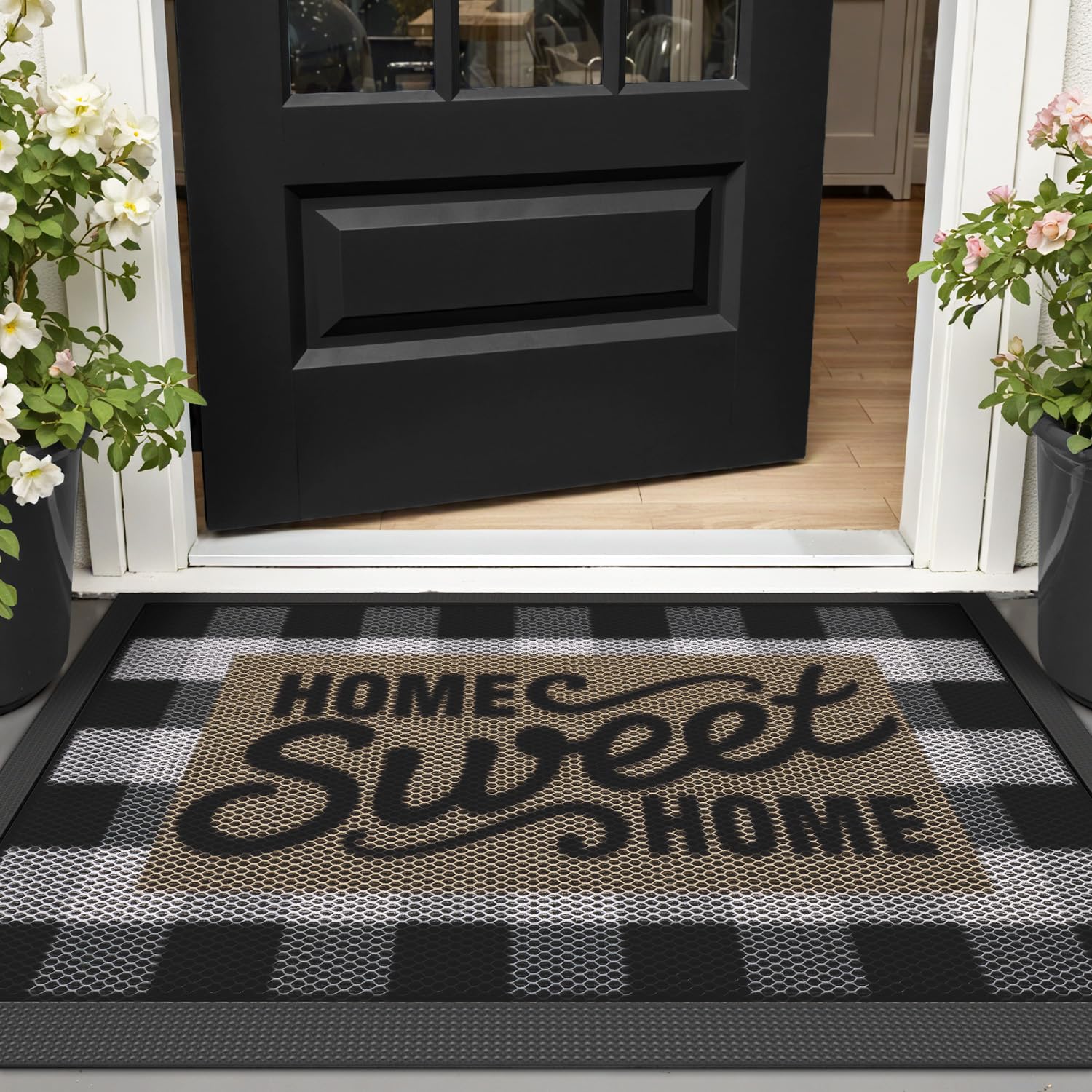 LUMI welcome mat rinsed under water for easy cleaning