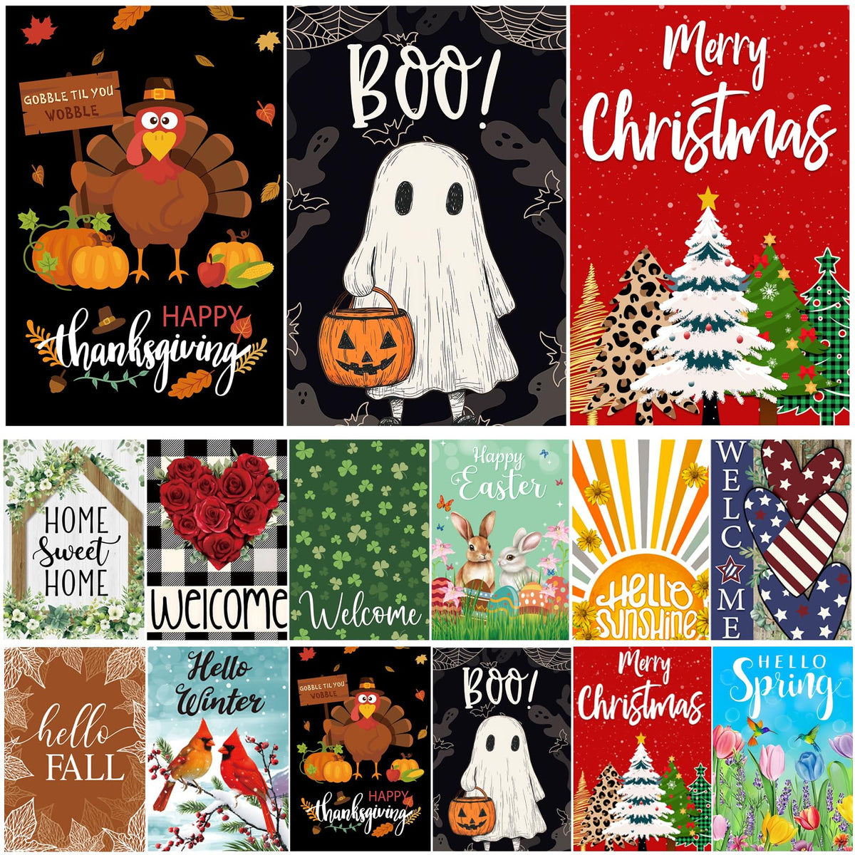 Lumifan Seasonal Garden Flags Set of 12 vibrant designs