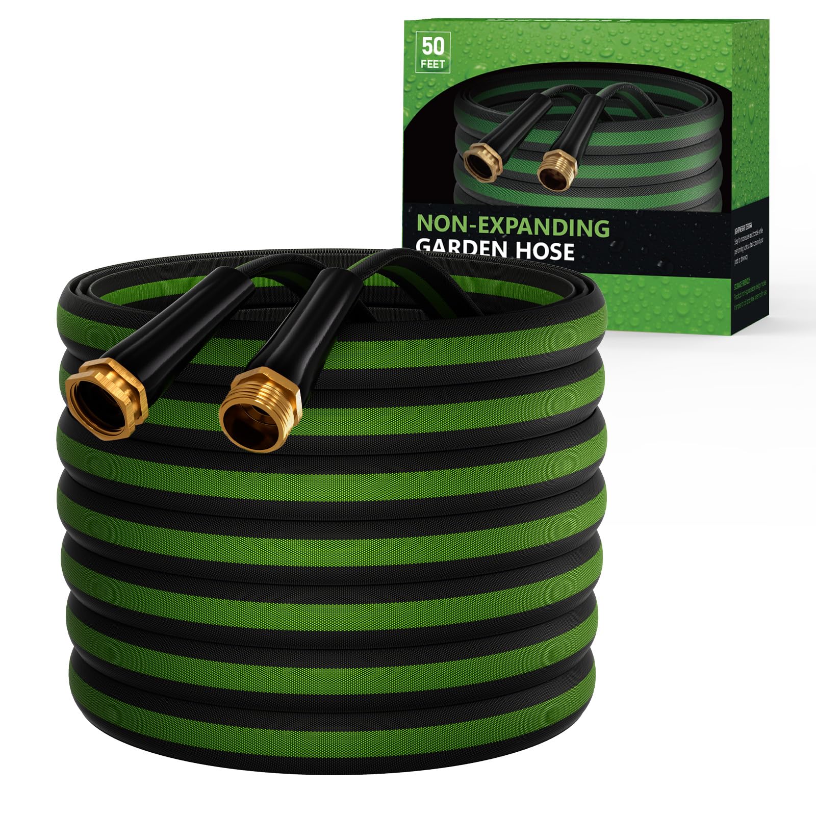 lumomo 50FT garden hose front view in BlackGreen