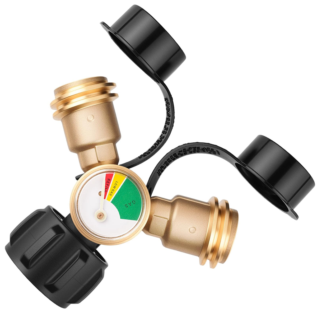 Luney Propane Splitter 2 Way front view with gauge