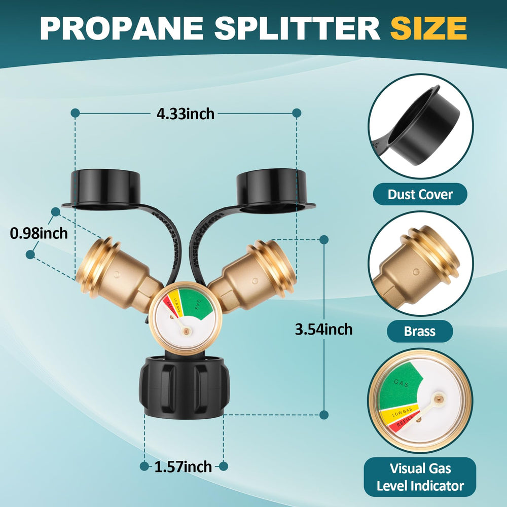 Luney Propane Splitter 2 Way side view showing connections