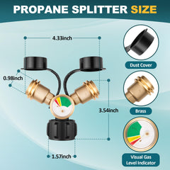 Luney Propane Splitter 2 Way side view showing connections