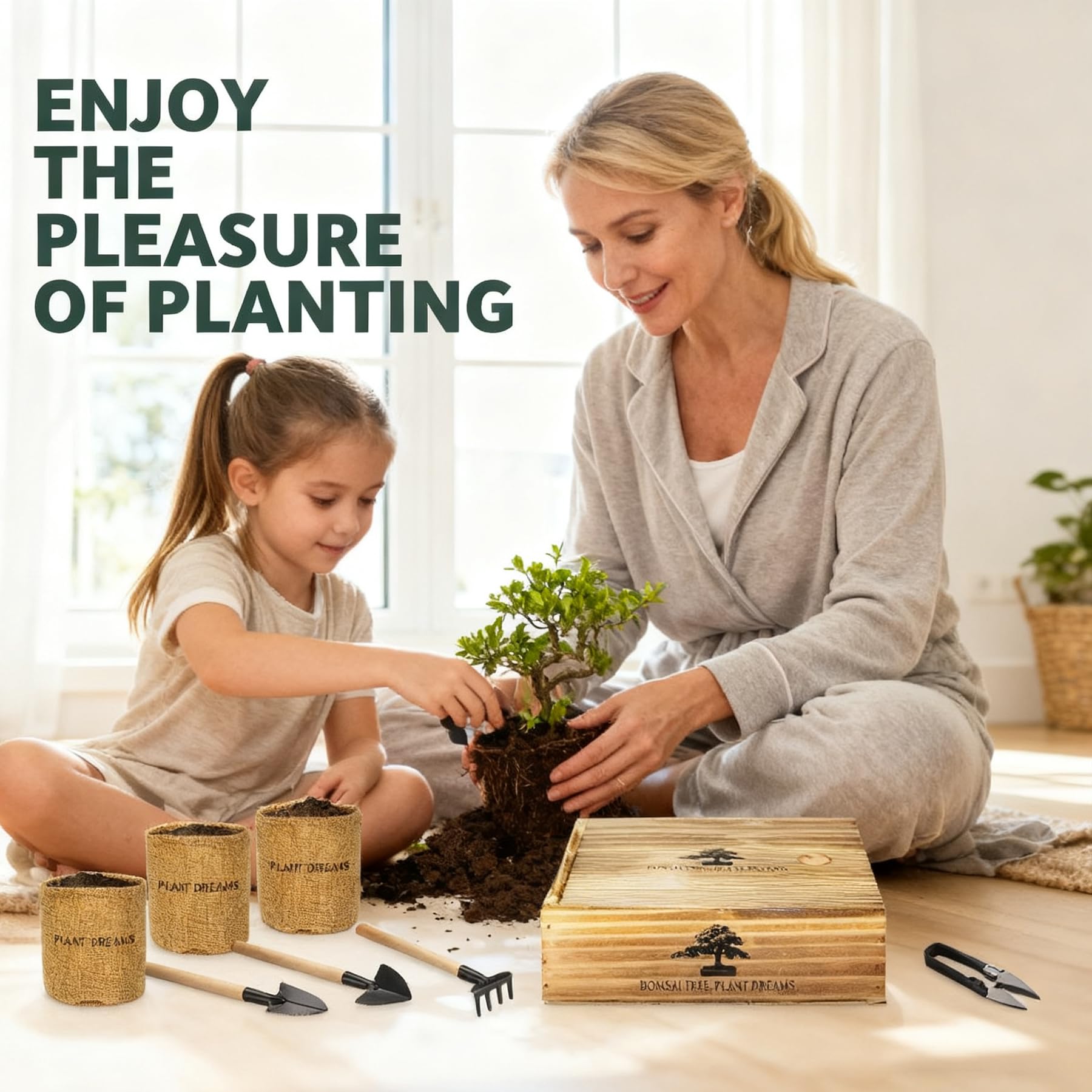 LUOJIBIE Bonsai Tree Kit displayed on a table