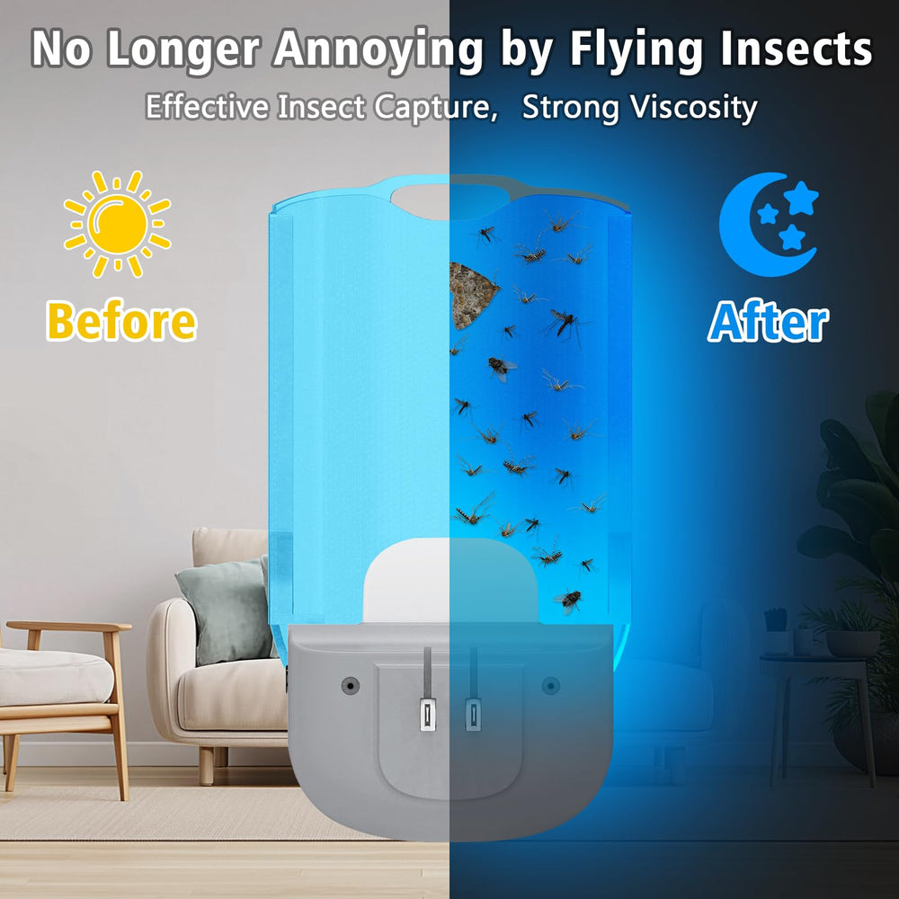 LUOJIBIE Indoor Flying Insect Trap plugged in at night