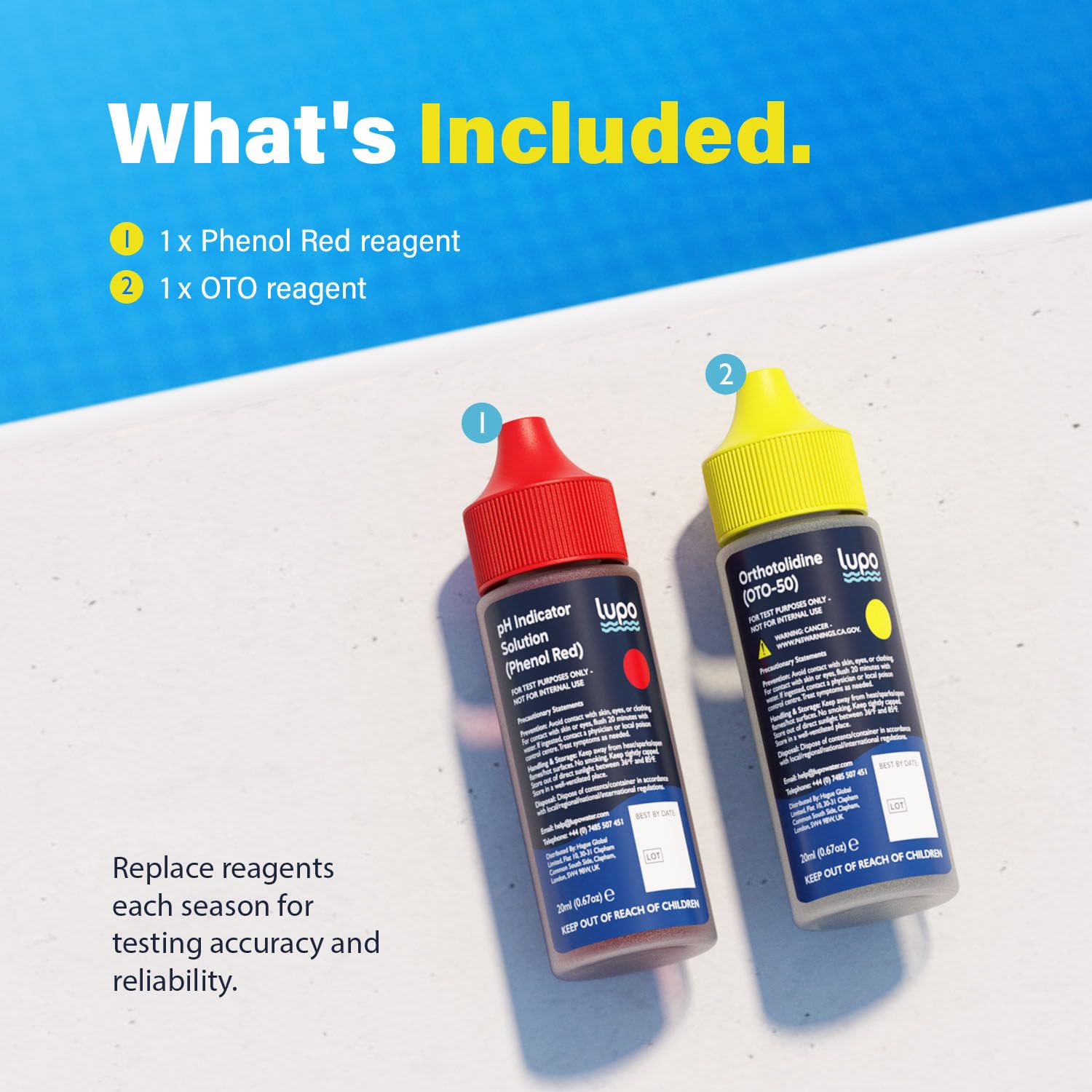 Lupo 3-in-1 Pool Test Kit Reagents packaging