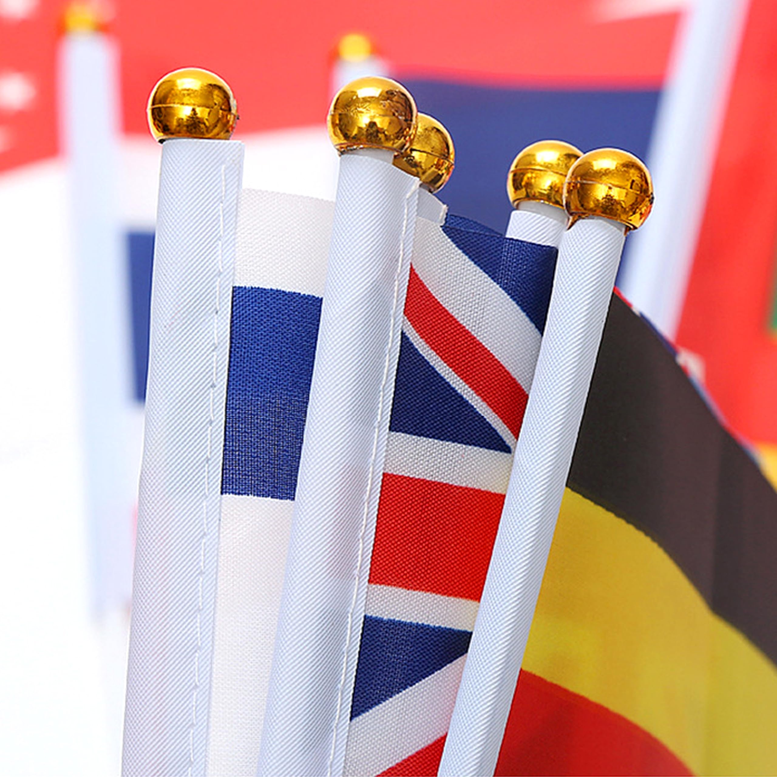 LUSEOAN Mini Stick Flags setup for a school event