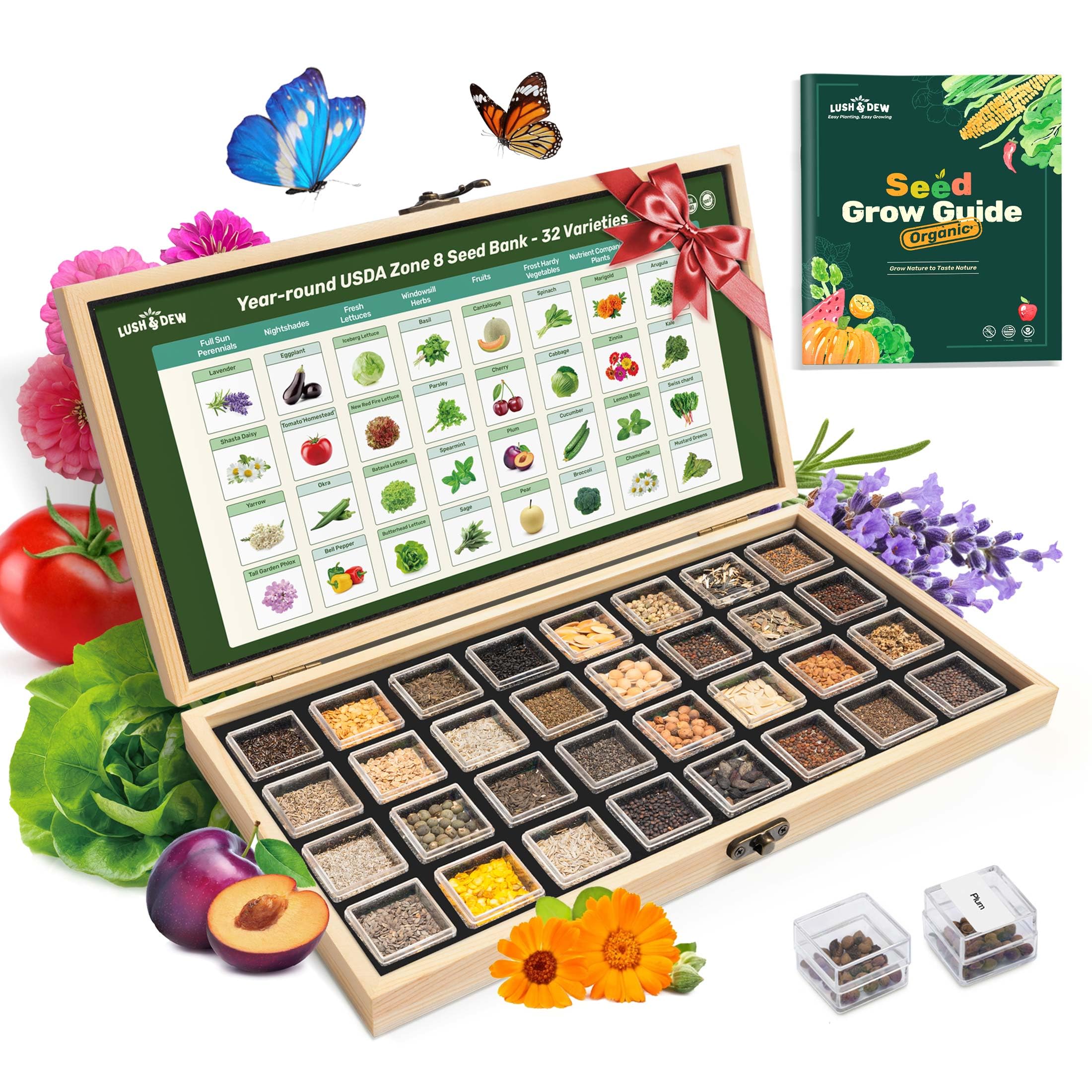 LUSH&DEW Heirloom Seed Bank with assorted seed packets