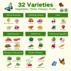 LUSH&DEW seed bank showing 32 varieties of seeds