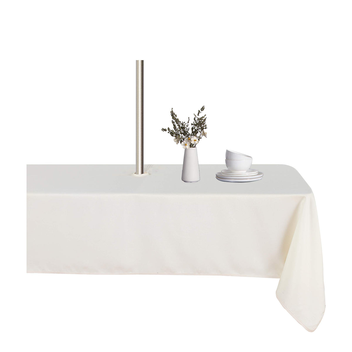 LUSHVIDA 60x84 inch outdoor tablecloth beige front view