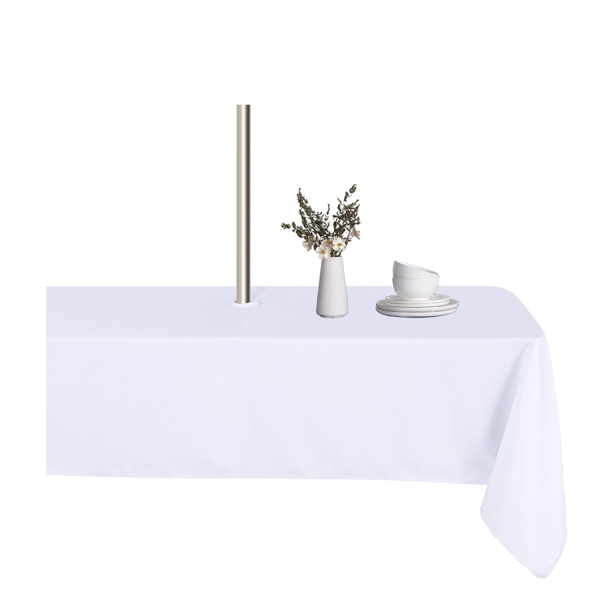 LUSHVIDA Outdoor Tablecloth 60x102 inch white front view