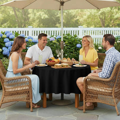 LUSHVIDA outdoor tablecloth on a patio table