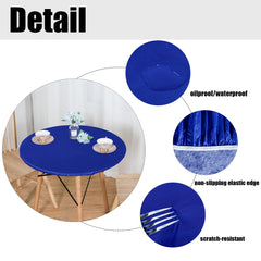 LUSHVIDA Round Tablecloth 56" blue vinyl cover close-up of texture