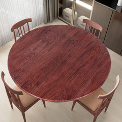 LUSHVIDA Round Tablecloth 56" in Mahogany color, front view