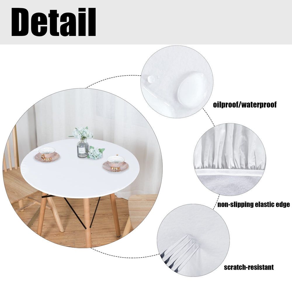 LUSHVIDA Round Tablecloth 68-inch white in outdoor picnic setting