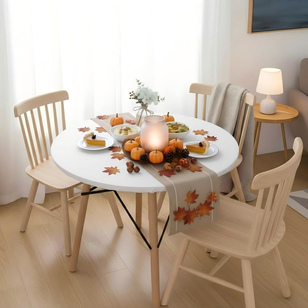 LUSHVIDA Round Tablecloth 68-inch white with flannel backing