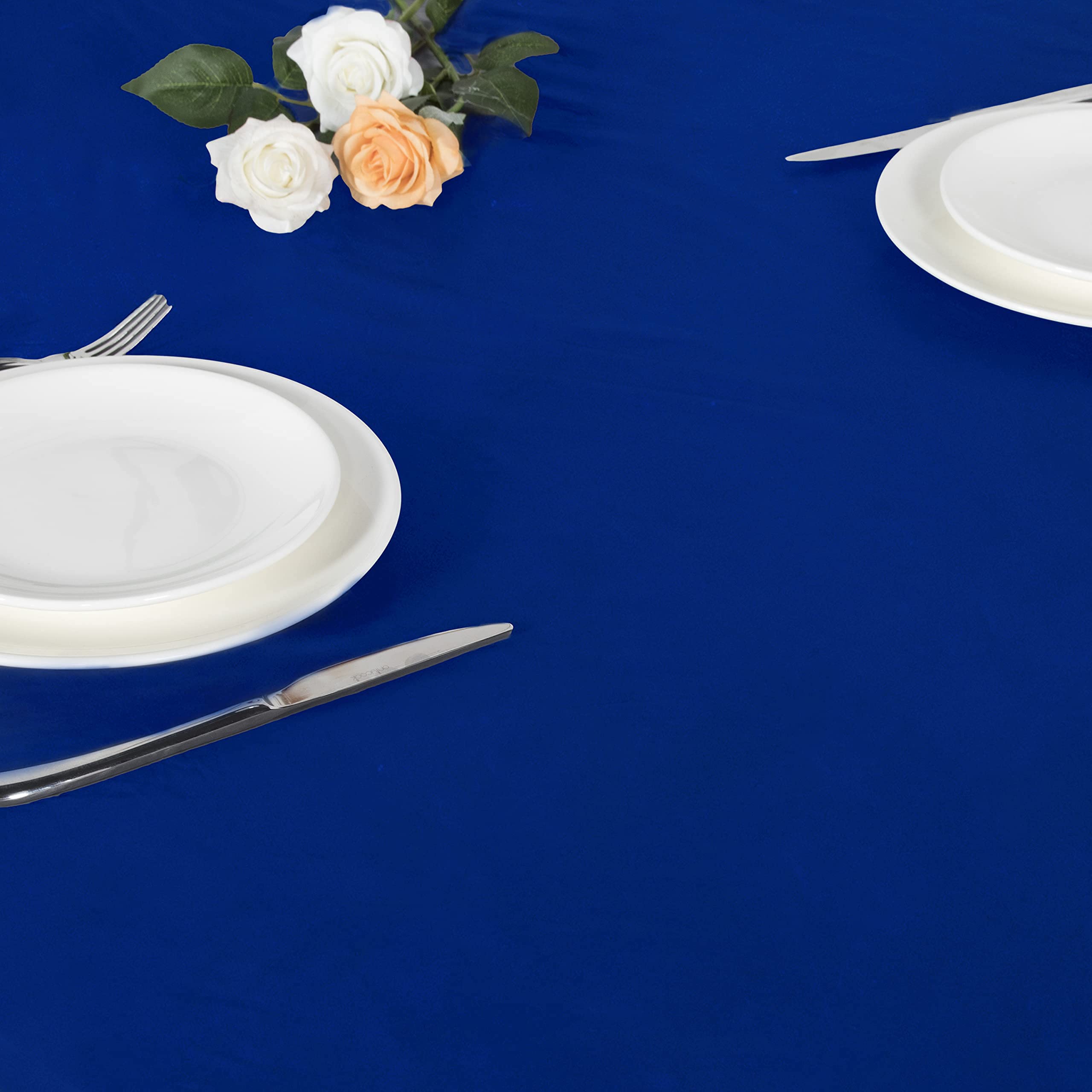 LUSHVIDA Round Tablecloth blue folded for easy storage