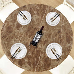 LUSHVIDA Round Tablecloth Brown Marble front view