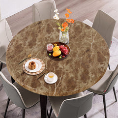 LUSHVIDA Round Tablecloth Brown Marble on a round table